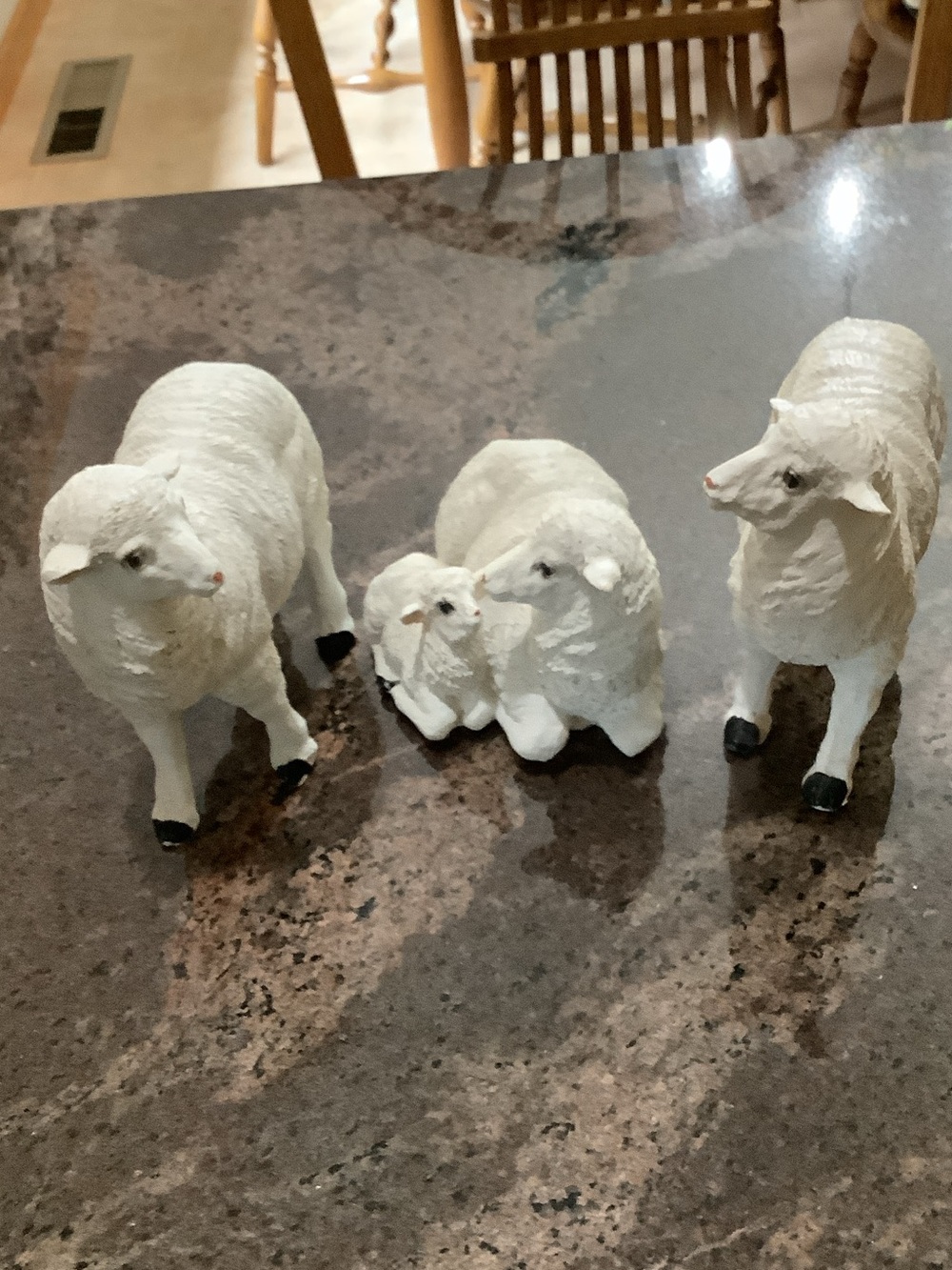 White Ceramic Sheep Figurine Trio